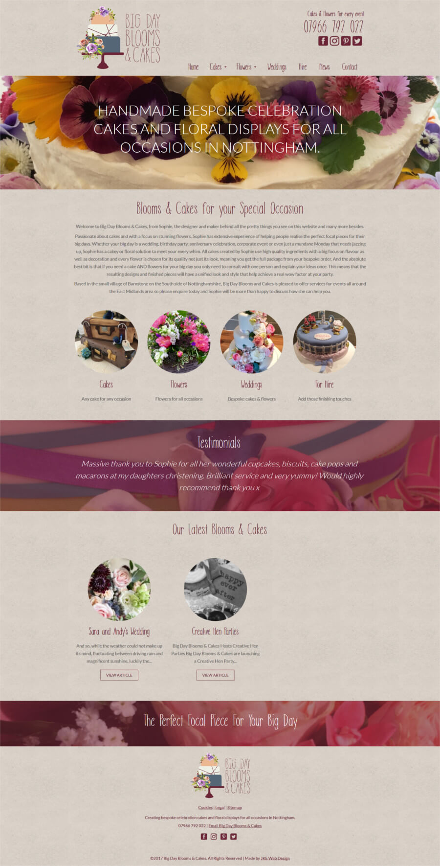 Big Day Blooms & Cakes website