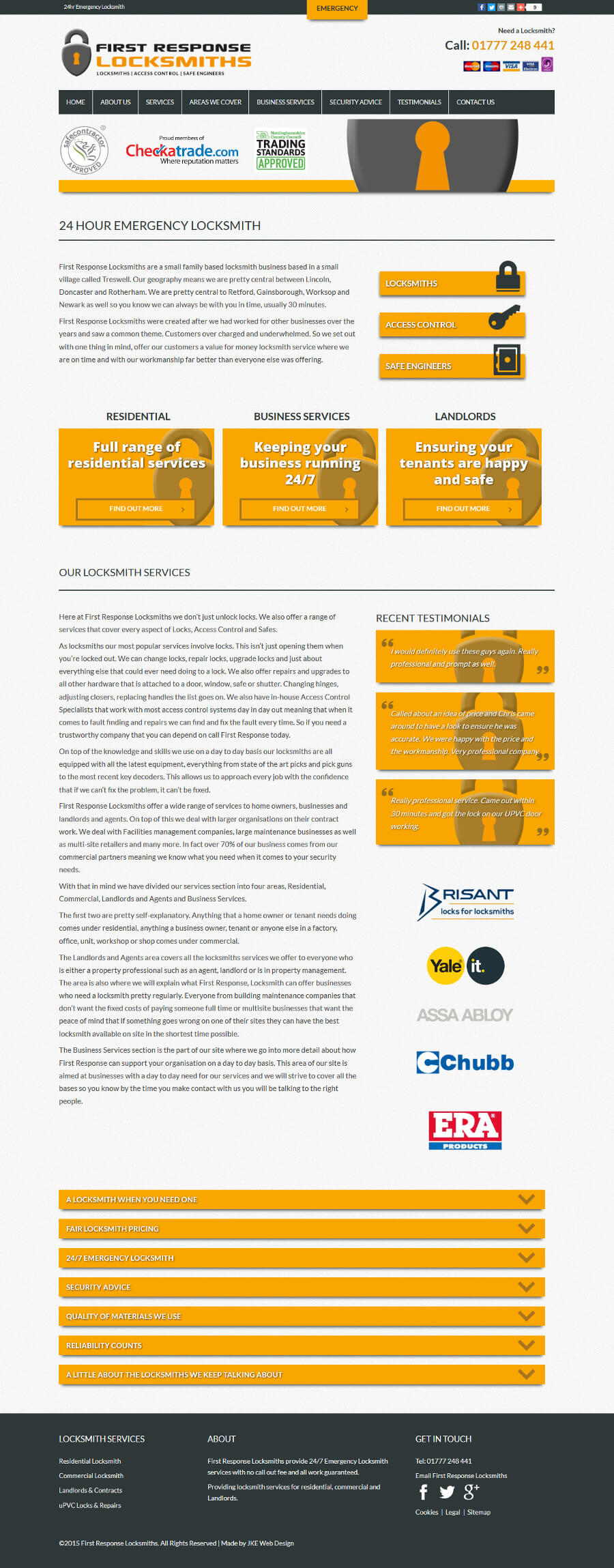 First Response Locksmiths website