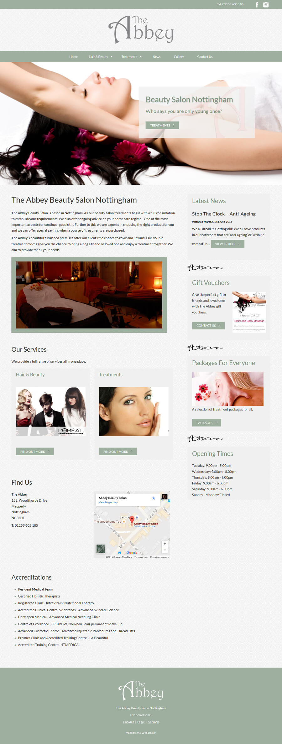 The Abbey Salon website